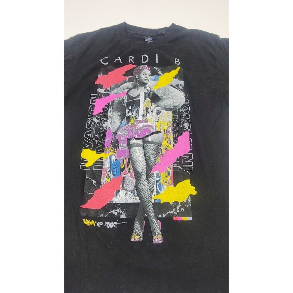 Cardi B Invasion of Privacy T-Shirt Size M. Black‎ Tultex Short Sleeve Crew Neck - Picture 2 of 6